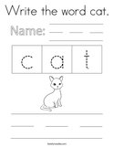 Write the word cat Coloring Page