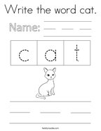 Write the word cat Coloring Page