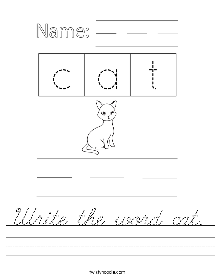 Write the word cat. Worksheet