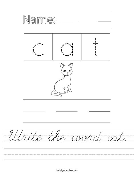 Write the word cat. Worksheet