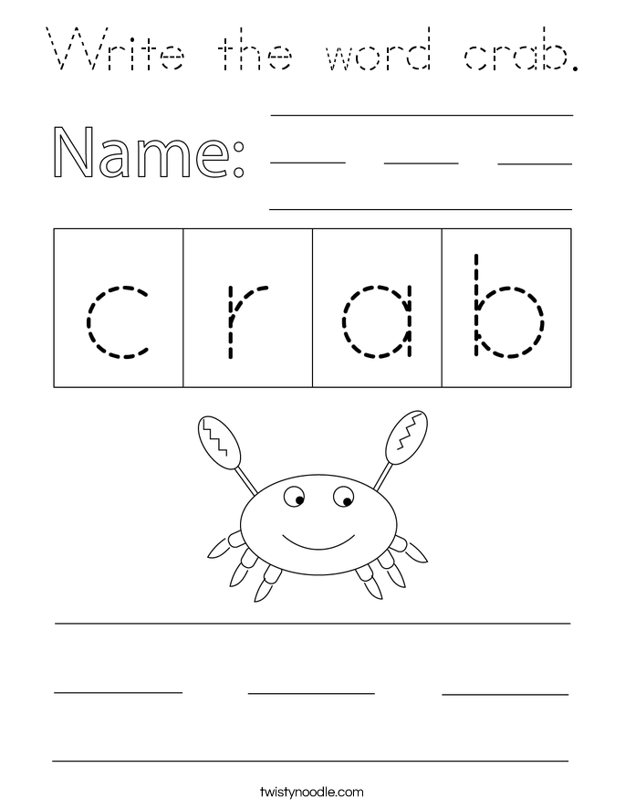 Write the word crab. Coloring Page
