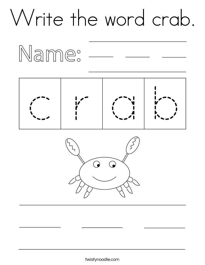 Write the word crab. Coloring Page
