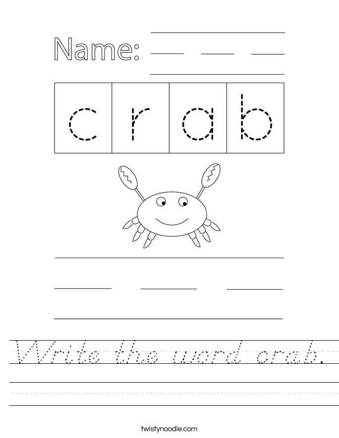 Write the word crab. Worksheet
