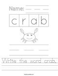 Write the word crab. Worksheet
