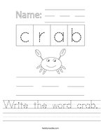 Write the word crab Handwriting Sheet