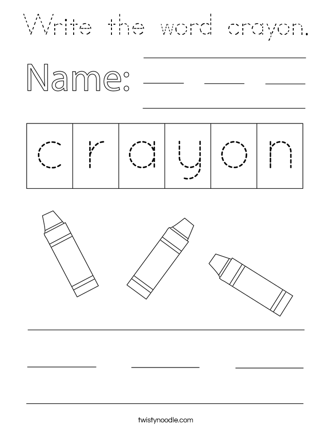 Write the word crayon. Coloring Page