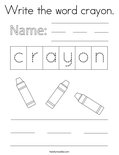 Write the word crayon. Coloring Page