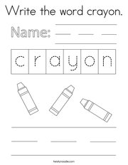 Write the word crayon Coloring Page