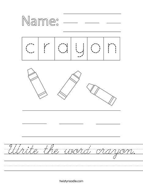 Write the word crayon. Worksheet