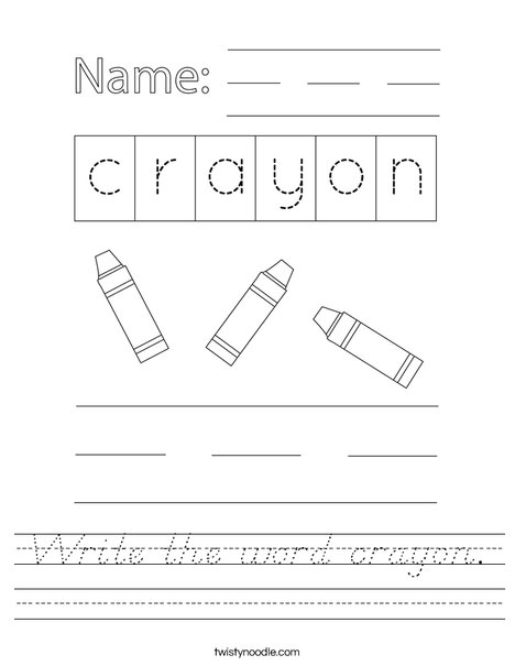 Write the word crayon. Worksheet