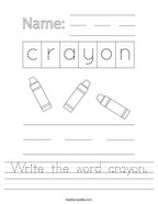 Write the word crayon Handwriting Sheet
