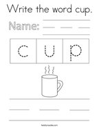 Write the word cup Coloring Page