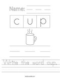 Write the word cup. Worksheet