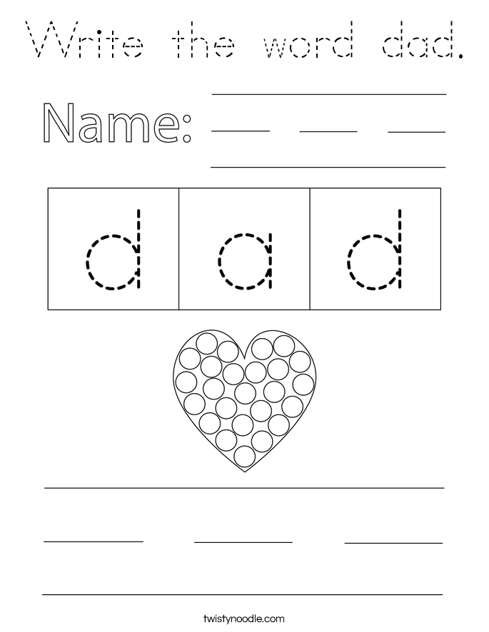 Write the word dad. Coloring Page