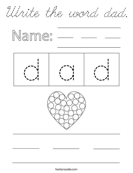 Write the word dad. Coloring Page