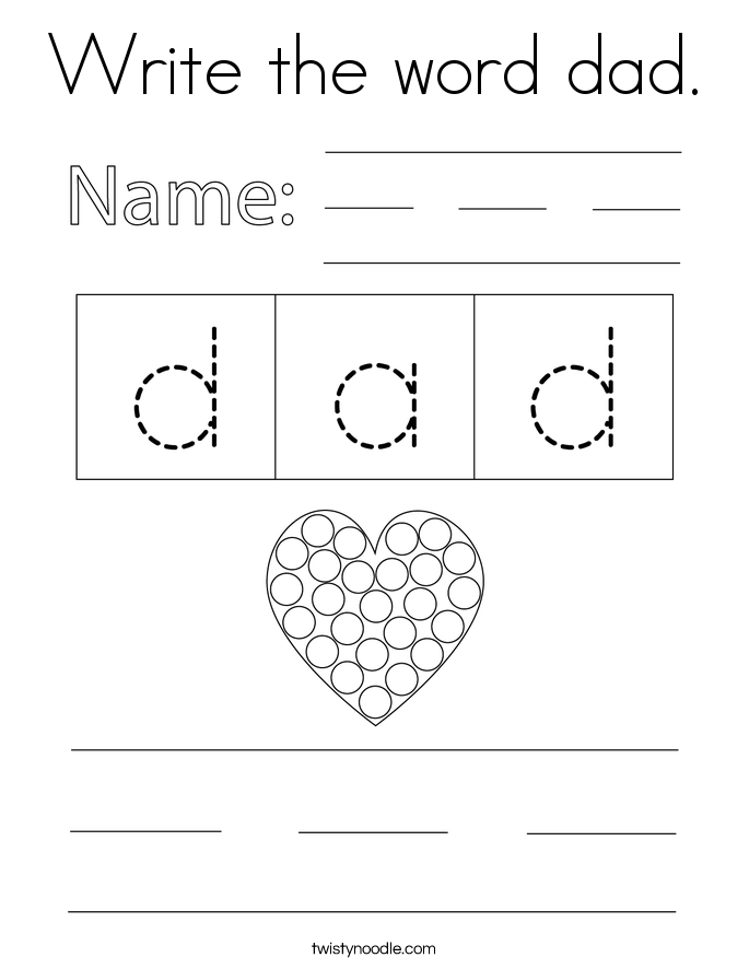 Write the word dad. Coloring Page
