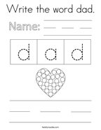 Write the word dad Coloring Page