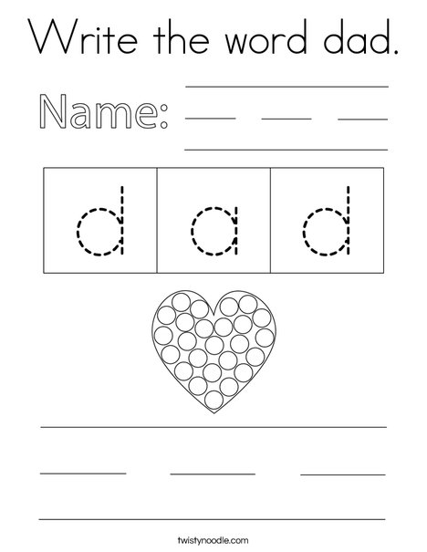Write the word dad. Coloring Page