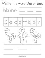 Write the word December Coloring Page