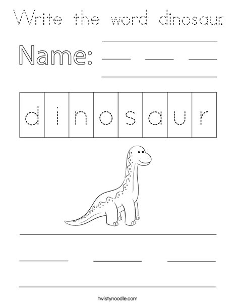 Write the word dinosaur. Coloring Page