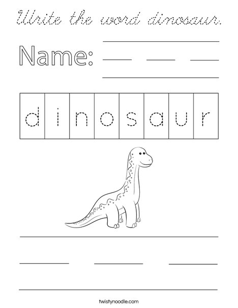 Write the word dinosaur. Coloring Page