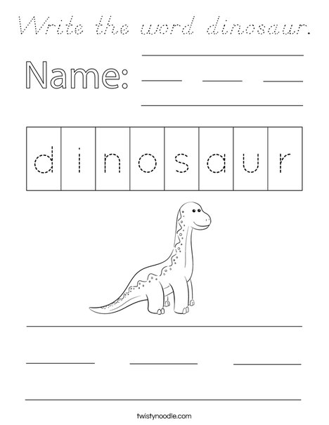 Write the word dinosaur. Coloring Page