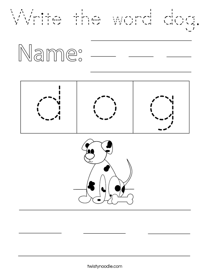 Write the word dog. Coloring Page
