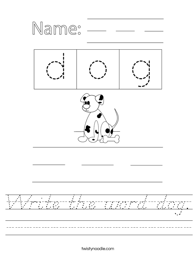 Write the word dog. Worksheet