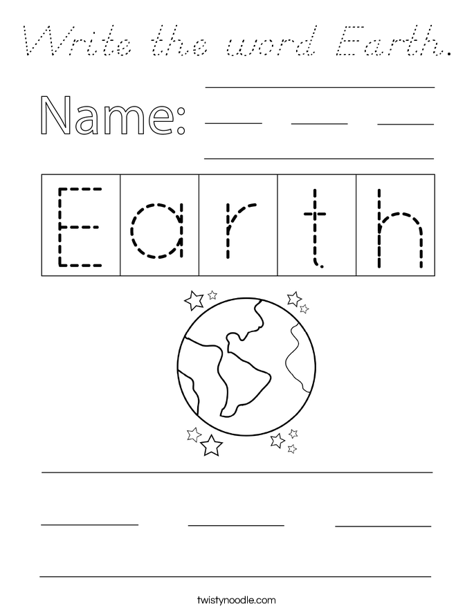 Write the word Earth. Coloring Page