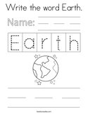 Write the word Earth Coloring Page