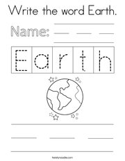 Write the word Earth Coloring Page