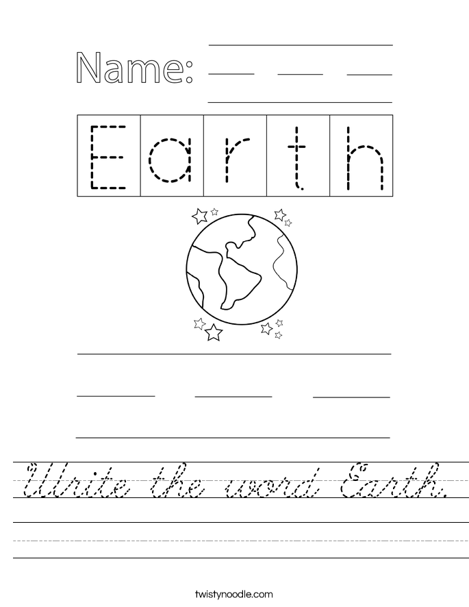 Write the word Earth. Worksheet