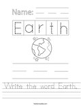 Write the word Earth. Worksheet