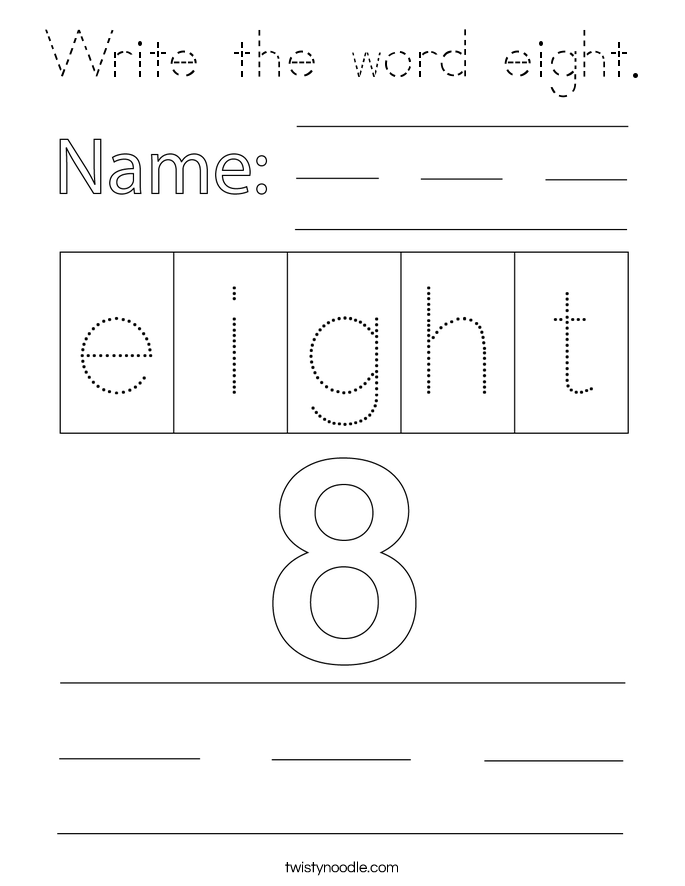 Write the word eight. Coloring Page
