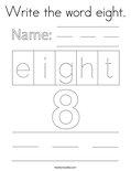 Write the word eight. Coloring Page