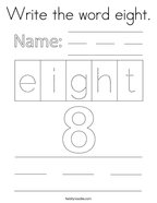 Write the word eight Coloring Page