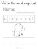 Write the word elephant Coloring Page