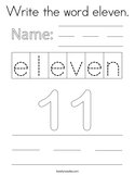 Write the word eleven Coloring Page
