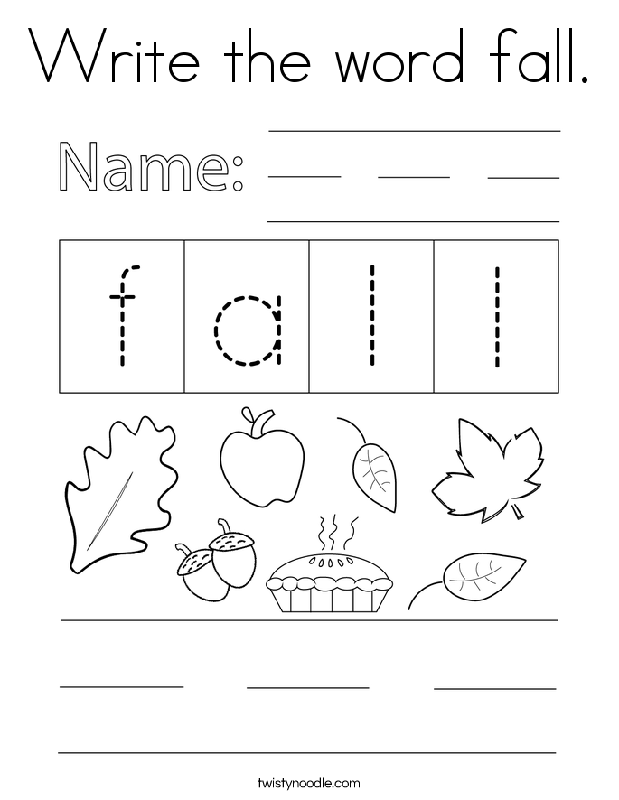 Write the word fall. Coloring Page