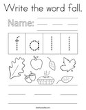 Write the word fall Coloring Page