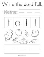 Write the word fall Coloring Page