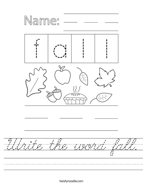 Write the word fall. Worksheet