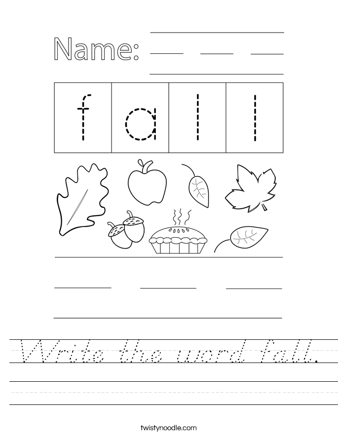 Write the word fall. Worksheet