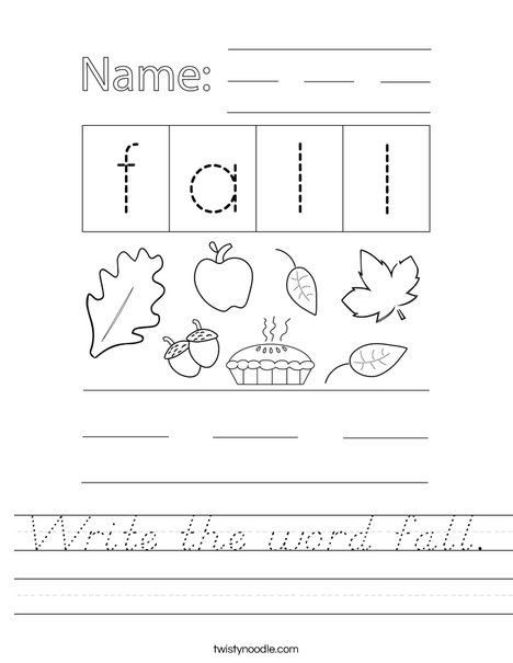 Write the word fall. Worksheet