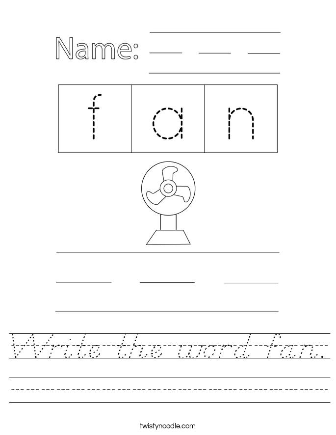 Write the word fan. Worksheet