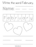 Write the word February Coloring Page