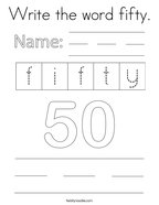 Write the word fifty Coloring Page