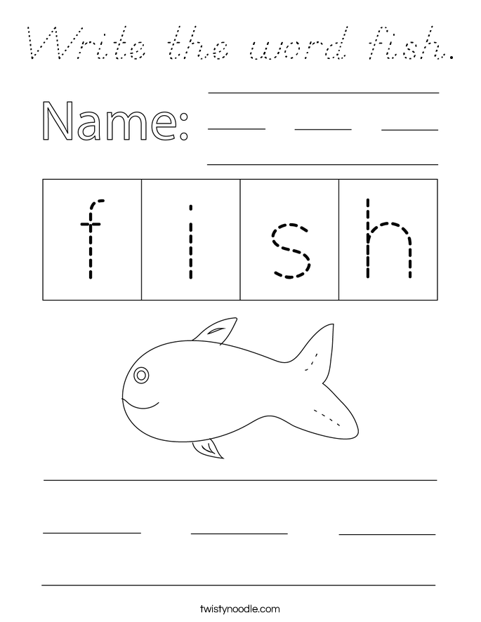Write the word fish. Coloring Page