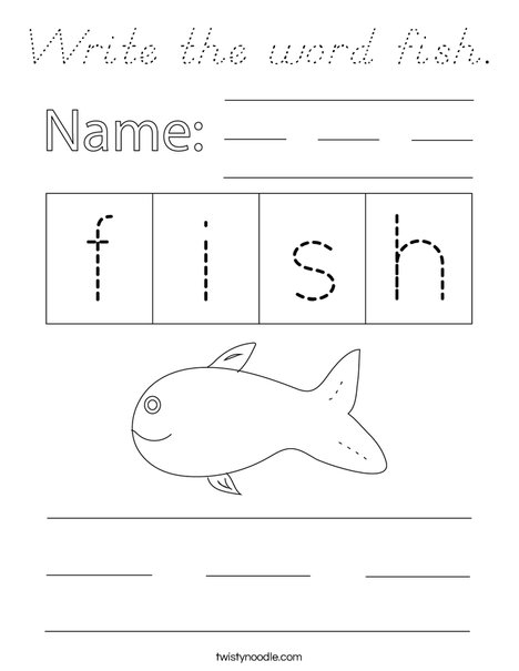 Write the word fish. Coloring Page