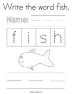 Write the word fish Coloring Page